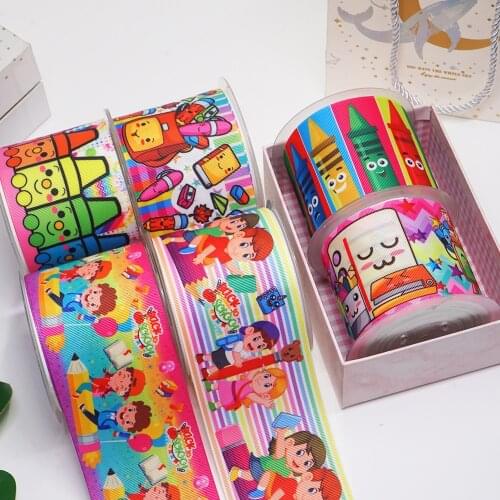 3 Inch 75 mm Cartoon Printed Grosgrain Ribbons For Hair Bows Craft Suppliers 54921