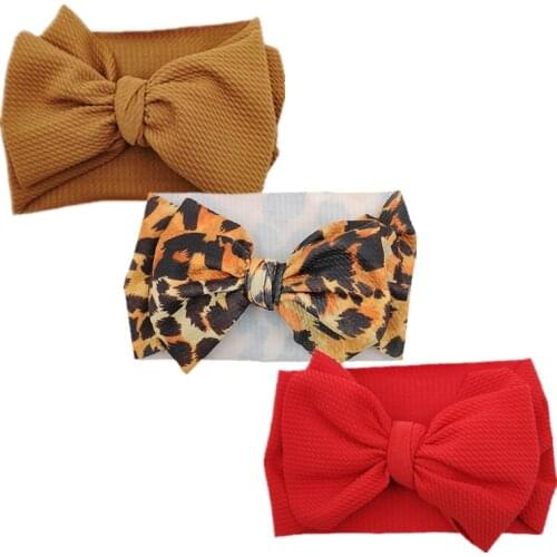 3Pcs/Set Leopard Bow Headband Turban Baby Girls Sunflower Heart Hair Band Accessories