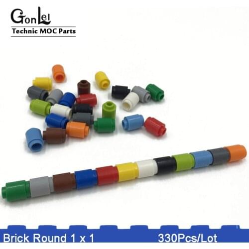 330Pcs/Lot MOC Brick Round 1 x 1 Open Stud Parts DIY Building Block Bricks Toys Compatible with 3062B Assembles Particles