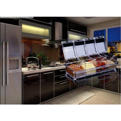 4pcs/lot Home Kitchen Organizer Condiment Storage Boxes Spices Seasoning Jar Transparent Sugar Salt Bottle Accessories OK 0631
