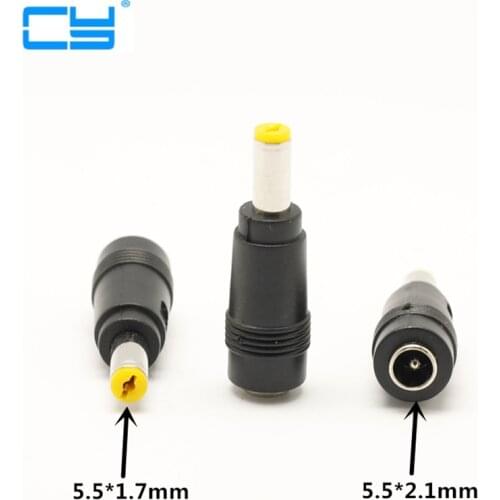 5.5x2.1mm feminino para 5.5x1.7mm masculino Conector de Alimentacao DC Laptop Adaptador 5.5*2.1 a 5.5*1.7