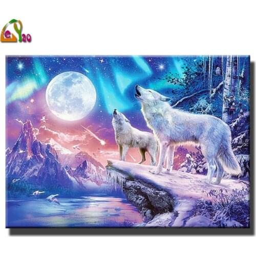 5D Diamond Painting Full Round square Embroidery Picture Mosaic Art Accessories Moon Wolf Paiting Cross Stitch Kits Home Decor