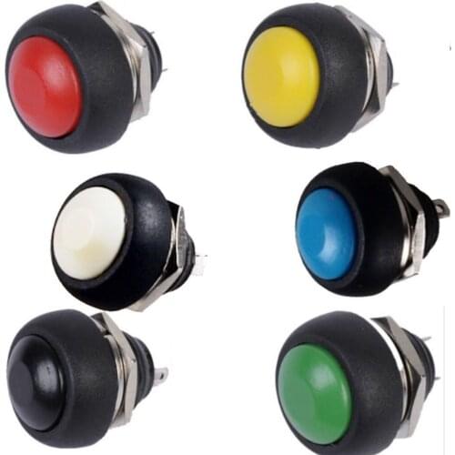 6Pcs Mini 12mm Waterproof Momentary ON/OFF Push Button Round Switch