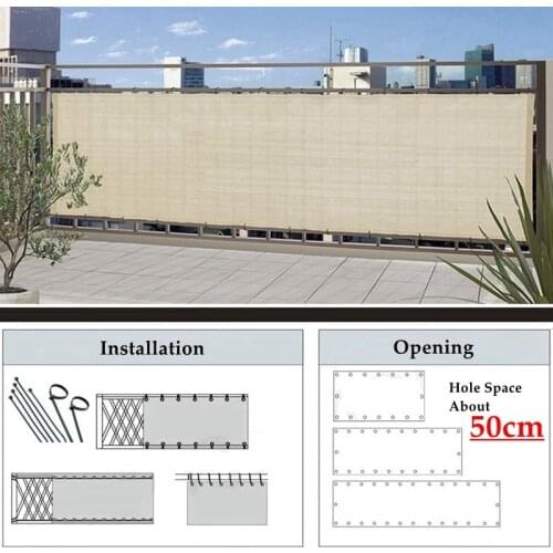 80x180/270/360cm Pretty Thicken Beige Anti-UV Sunshade Net Hotel Villa Balcony Safety Fence Net Sun Shade Sails 7 Years Life