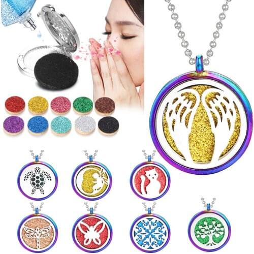 Aroma Diffuser Necklace Stainless Steel Lockets Pendant Perfume Essential Oil Diffuser Aromatherapy Locket Necklace Free 10pads