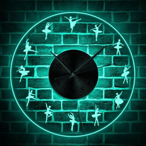 Ballet LED Wall Clock Ballerina Dancers Art Decorative Transparent Wall Watches Modern Design Decor Clocks Multi Colors