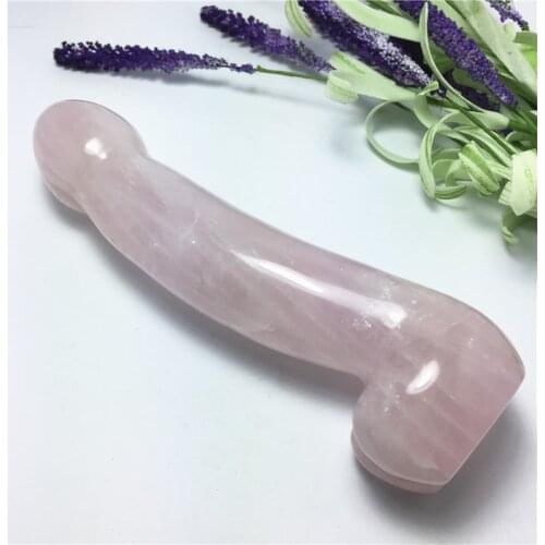 Large Long Natural Rose Quartz Crystal Massage Penis Wand Gemstone Yoni for Women Health Smooth Polished