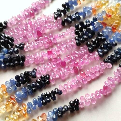 AAA loose beads multicolors Sapphire faceted TEARDrop 3-4mm 19cm for DIY jewelry making FPPJ wholesale beads nature