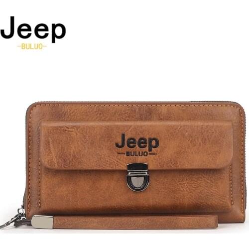 Jeep Buluo Long Wallet Men Clutch Bag Large Capacity Male Big Purse Phone High Quality Business Handbag For Man