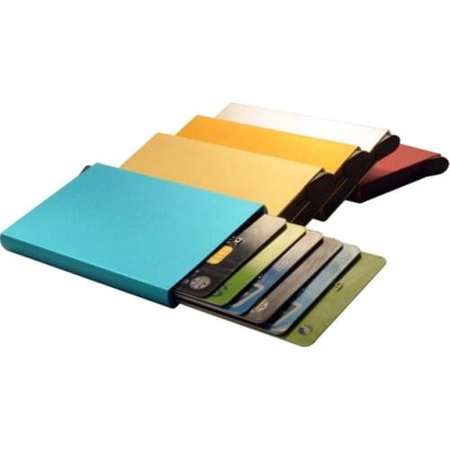 Mens business card holder push-type metal ID credit card holder neutral ultra-thin card packaging storage bag