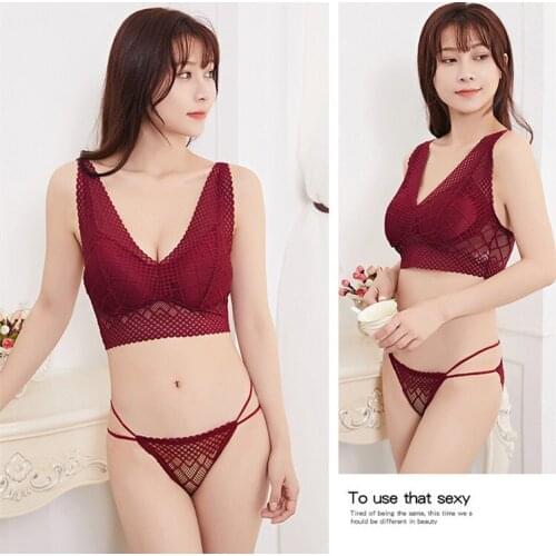 Women Lace Bra Sets Seamless Underwear Backless Vest Sexy Panties Lingerie Padded Bralette Ultrathin Briefs Female Intimates
