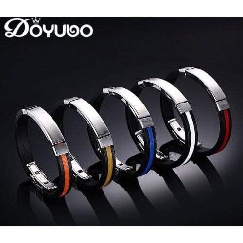 DOYUBO Fashion New Mens 22CM Sports Silicone Bracelets Punk Design Male Colorful Fashion Silicone Bangles Accessories DD042