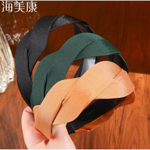 Haimeikang Women Solid Color Cross Hair Bands Dot Headband Bezel Hairband For Women 2021 New Hair Accessories Headwear Fashion