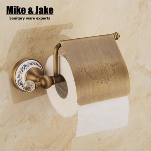 Crystal antique brass ceramic paper towel rack bathroom paper holder European crystal toilet paper box toilet accessories Paper