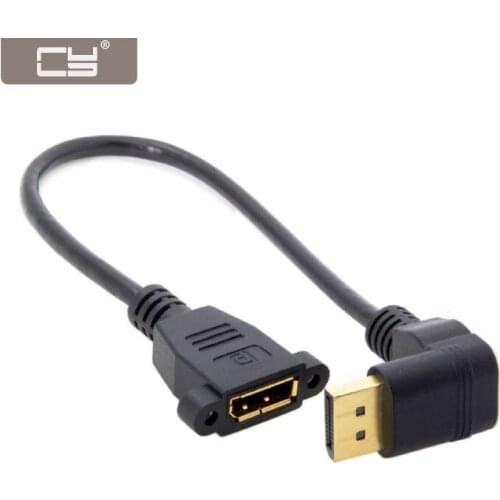 CYDZ DisplayPort Display Port Male to Female 90 Degree Up Down Angled Extension Cable for CRT LCD Monitors Projectors 30cm