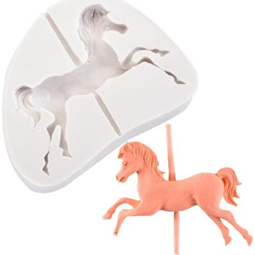 Carousel Horse Shape Silicone Cake Mold Bakeware 3D Silicone Mould For Chocolate Clay Fondant Cake Tools Decorating