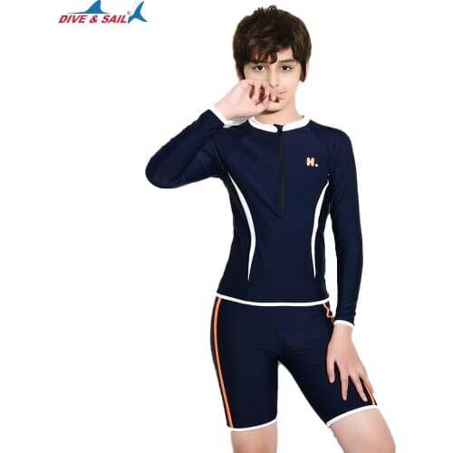 Boys Stripe Surfing Diving Swimsuits Bathing Suit For Children Athletic Beach Swimwear Kid Swim Wetsuit Rash Guard