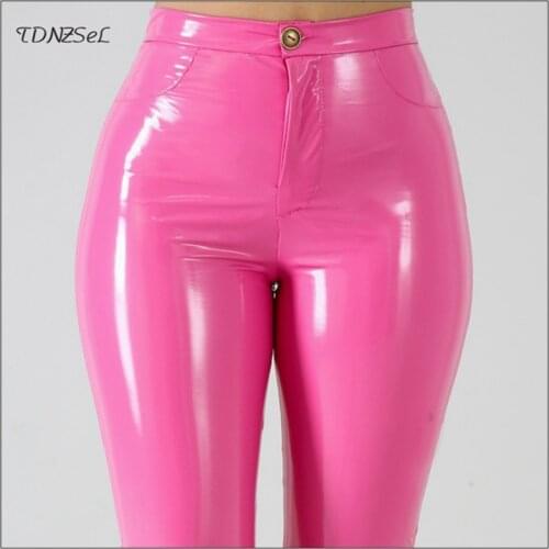Plus Big Size PU Faux Leather Leggings Large Shiny Skinny Pants Slacks Women High Waist Liquid PVC Latex Patent Pencil Trousers