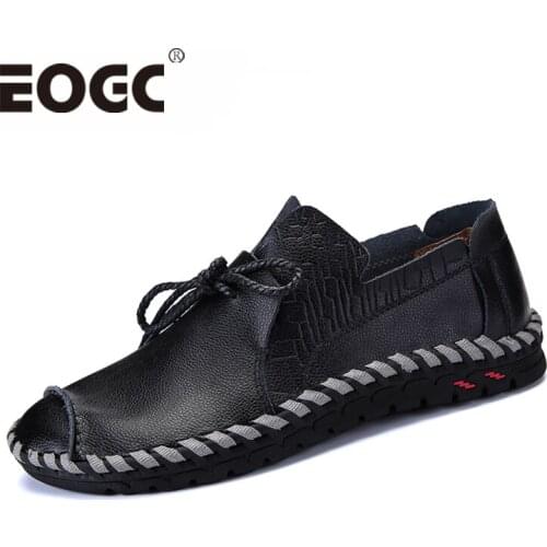 Genuine Cow leather Mens Loafers Soft leather Men casual shoes Handmade Men flats Moccasins Breathable Mens Boat Shoes