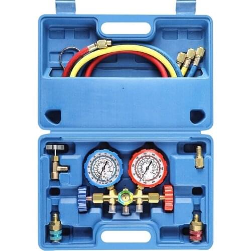 AC Gauges, 3 Way AC Diagnostic Manifold Gauge Set For R134A R12 R22 R502 Refrigerants, With 3FT Hose, Quick Couplers