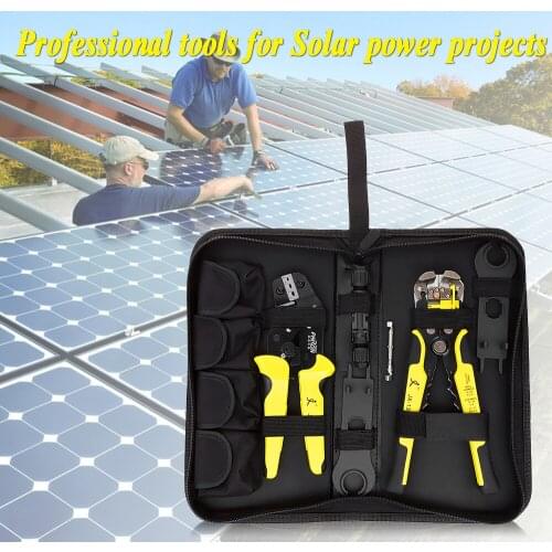 Solar Panel Wire Crimper multi Tool Kit 2.5-6mm2 14-10AWG Wire Crimper + Wire Stripper + Solar Connector Terminals+Wrench