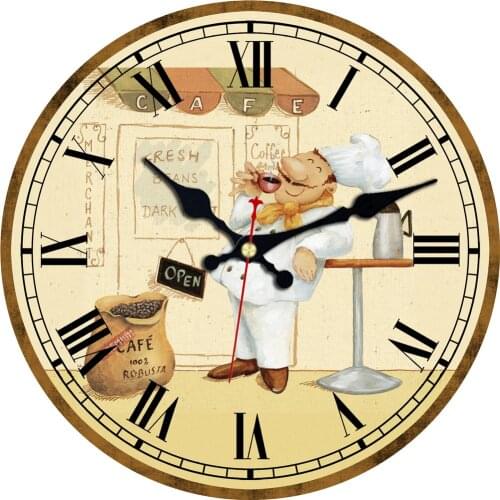 Chef Wall Clock For Kitchen Dinning Restaurant Caf Decorative Wall Clock Vintage Wood Wall Clocks Decorative For Kitchen Home