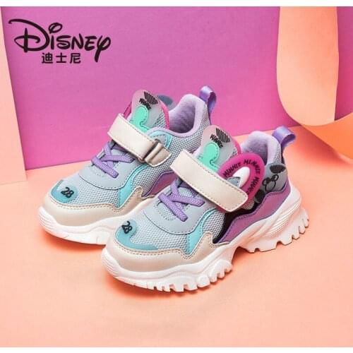 Disney Girls Casual Shoes Spring and Autumn New Mickey Student Lightweight Breathable Soft-soled Shoes Shiny Daddy Shoes