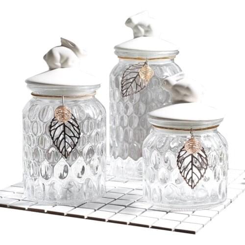Transparent Ceramics Cover Glass Candy Cans Creative Wedding Decoration Bottles Furnishing Articles Contained Storage