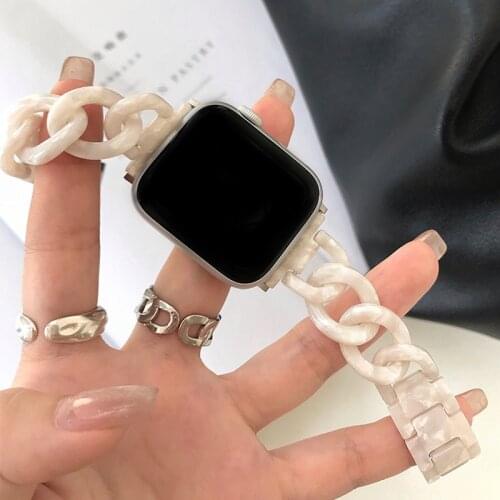 Beige Resin Strap for Apple Watch 44mm 42mm 38mm 40mm Band Wrist Watch Accessories Bracelet Replacement for Iwatch SE6 5 4 3 2 1