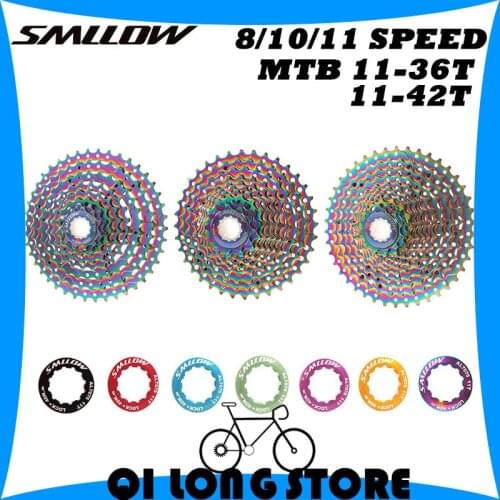 SMLLOW 8s 10s 11 Speed 11-36T 11-42T Mountain bike Cassette Freewheel 11-13-15-17-19-21-24-28-32-36-42T Rainbow Bicycle Flywheel