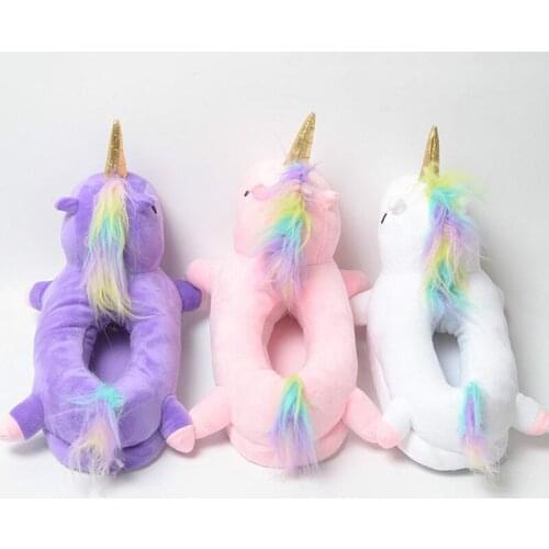 Winter Lovely Unicorn Slippers Kids Home Shoes Licorne Pink Purple White Shoes Baby Boys Girls Slippers Unisex Funny Animal Paw