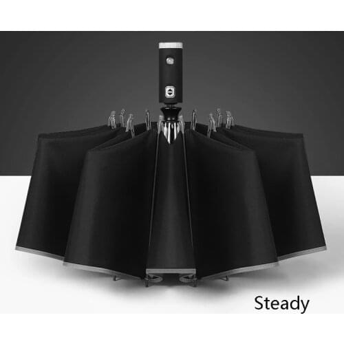 LED Lamp Windproof Double Automatic Folding Umbrella Female Male Ten Bone Car Business Umbrellas Men Rain Women Gift Parasol