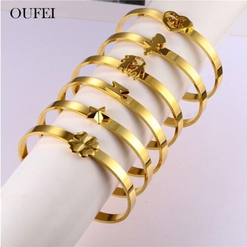 OUFEI Stainless Steel Jewelry Woman Charms Metal Bracelet For Women Heart Bracelets Bangles Fashion Jewelry Accessories