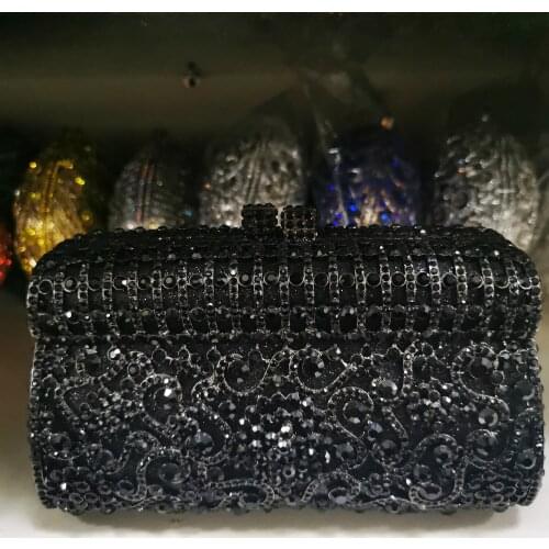 Female Gold Red Silver Color Crystal Women Evening Bags Metal Hard Case Wedding Party Diamond Clutch Minaudiere Handbag Purse