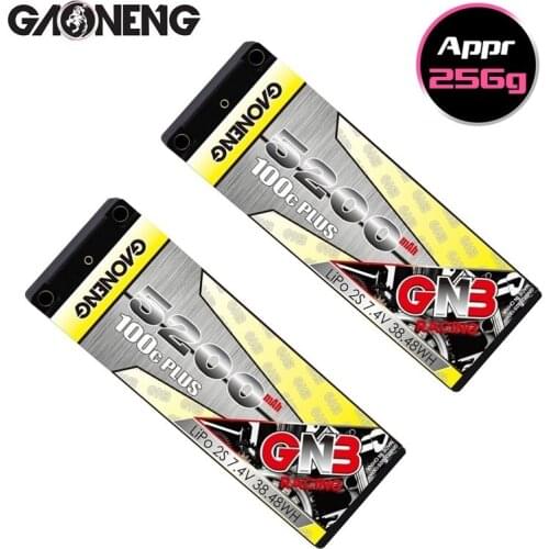 1-3pcs Gaoneng GNB 5200mAh 100C 2S 7.4V Rechargeable Lipo Battery 5.0mm Banana Plug T/XT60 Plug for 1:10 RC Car Boat