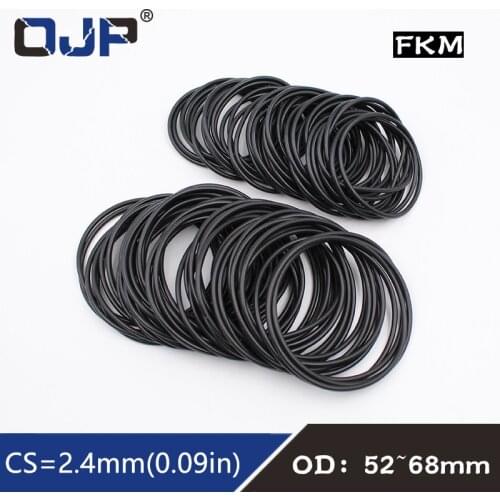 1PC Black FKM Rubber O-rings Seals 2.4mm Thickness OD52/54/55/56/58/60/62/65/68mm ORings Seal Gasket Oil Ring Sealing Washer