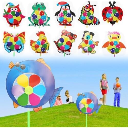 1 Pc Cartoon Animal Windmill Wind Spinner Pinwheel Home Garden Yard Decor Kids Toys