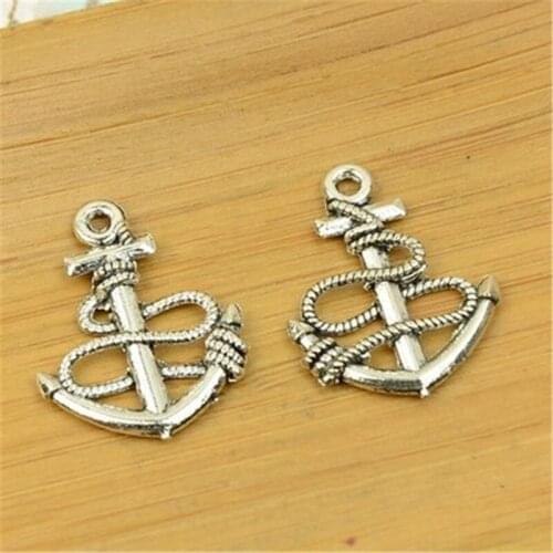 100Pcs/lot Antique Silver Anchor Charms 25x20MM Eruifa Navigational Anchor Charms Crafts