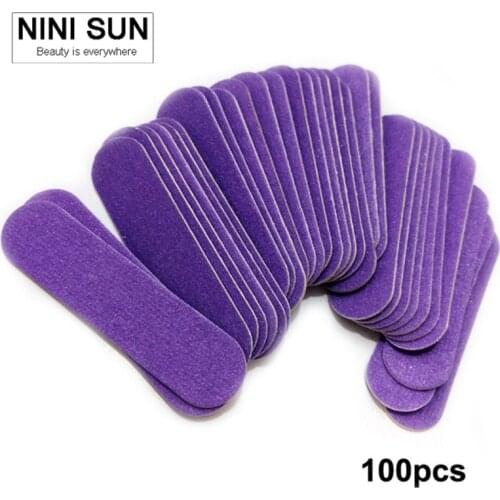 100pcs/lot Double Side Professional Mini Nail File Sanding Files Durable Buffing Nail Tools Slim Sandpaper Buffer Buffing