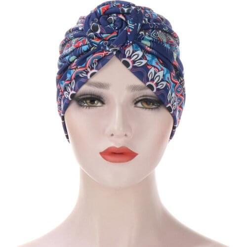 2020 New Muslim Women Turban African Pattern Knot Headwrap Fashion Warm Bandana Hats Printed Knot Vortex Turban