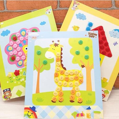 4Pcs Kids DIY Button Stickers Drawing Toys Funny Game Handmade Art Class Painting Drawing Craft Kit Children Early Educational