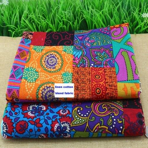 50cm*140cm Retro Linen Cotton cloth Material Stripes Plaid Floral Patchwork Fabric For Clothing