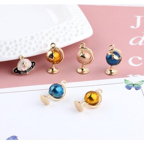 6pcs New Creative Charms earrings three-dimensional Globe Spacecraft Pendant Trendy Earrings For Women Diy Jewelry Accessories