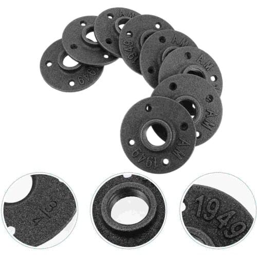 8pcs 3/4 Inch Malleable Cast Iron Pipe Fittings Floor Flange 4 Threaded Hole