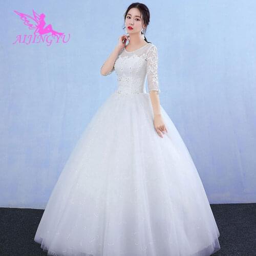 AIJINGYU 2021 girl Customized new hot selling cheap ball gown lace up back formal bride dresses wedding dress WK260