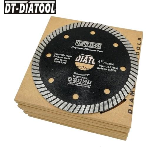 DT-DIATOOL 10units Diameter 4" 4.5" 5" Superthin Turbo Diamond Blade Hot Pressed Cutting Disc Hard Material Ceramic Tile Granite