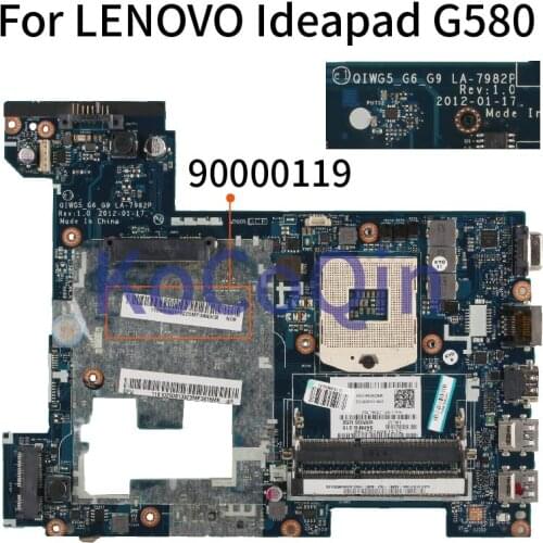 KoCoQin Laptop motherboard For LENOVO Ideapad G580 Mainboard 11S90000119 LA-7982P DDR3