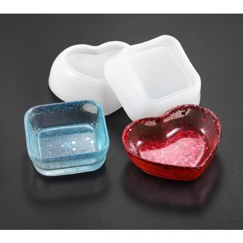 1Pcs Heart Shape Jewelry Epoxy Casting Molds Round Dish UV Epoxy Resin Molds Tools For Diy Jewelry Making Findings Accessories