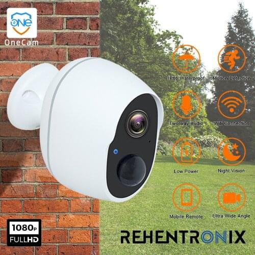 WiFi Outdoor Security IP Camera Full HD 1080P Smart 6000MAH Rechargeable Battery Powered IP66 Waterproof Wireless AP Mode OneCam
