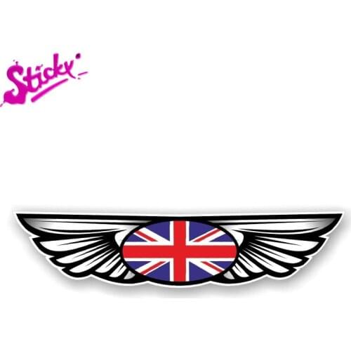 STICKY Vintage Traditional Winged Emblem Design With British Country Flag United Kingdom Flag For Motorcycle Helmet Biker